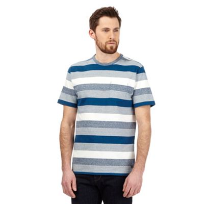 Hammond & Co. by Patrick Grant Big and tall navy textured block stripe t-shirt